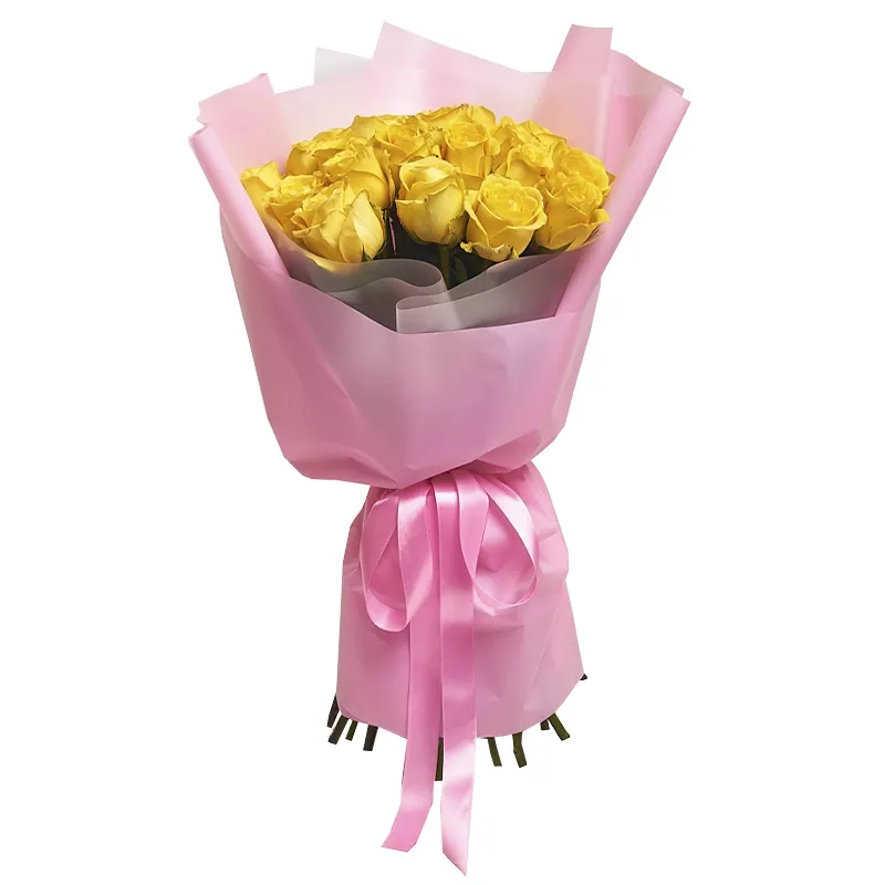 Букет из 21 желтой розы россия (50 см)